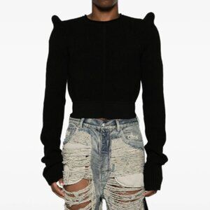 BNWT AW23 RICK OWENS "LUXOR" TEC PULL CROPPED SWEATER L